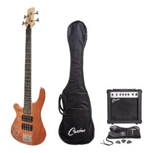 Casino CTB-24TL-M '24 Series' Left Handed Mahogany Tune-Style Electric Bass Guitar and 15 Watt Amplifier Pack