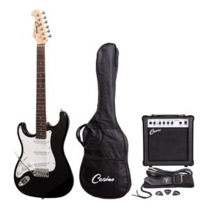 Casino CST-22L-BLK ST-Style Left Handed Electric Guitar and 15 Watt Amplifier Pack