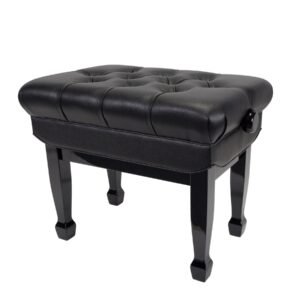 Crown CPS-8-BLK Deluxe Double Padded Height Adjustable Large Piano Stool Height