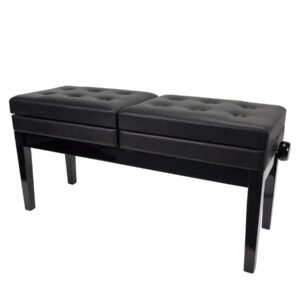 Crown CPS-26-BLK Deluxe Height Adjustable Duet Piano Stool with Storage Compartments