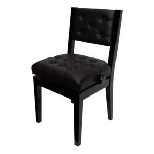 Crown CPB-CH1-BLK Deluxe Tufted Height Adjustable Piano Stool with Back Support
