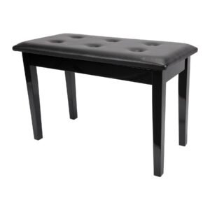 Crown CPS-1B-BLK Standard Tufted Duet Piano Stool with Storage Compartment
